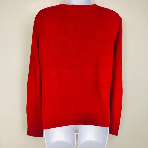 Womens Cardigan Sweater Size M Red Floral Embroidered Soft - Picture 5 of 7